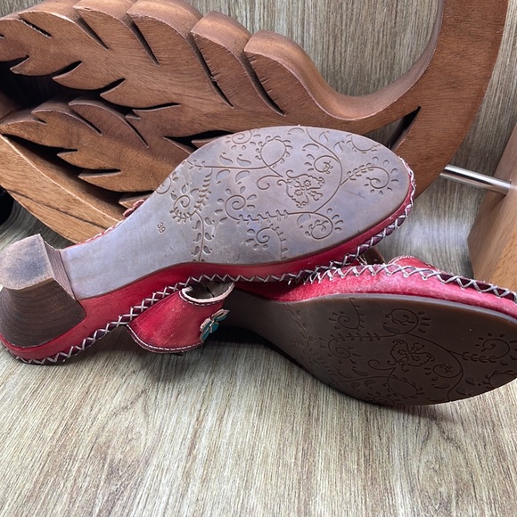 Spring Step Floral Heeled Sandals - 39 (EU) (Red) - Picture 7 of 8